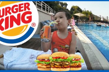 Burger king near swimming pool in Princes' Islands, Turkey. The best hamburger for kids.