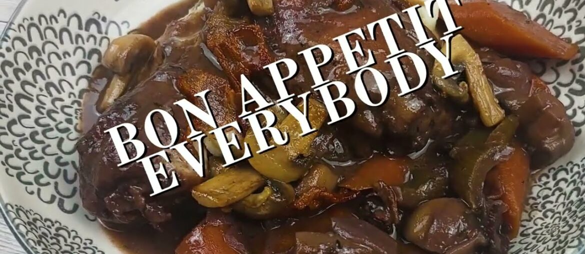 Classic French Coq au Vin / Chicken Stew in a red wine Sauce