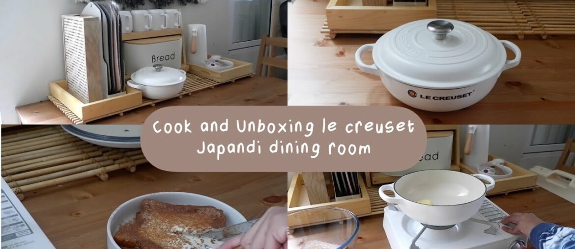 Unboxing and cook le creuset french oven. Japandi dining room. Indonesia