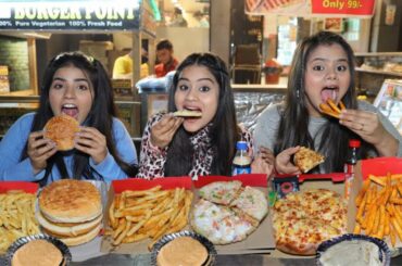 Burger, Pizza, Paneer Kulcha, Peri Peri Fries and Masala Fries Eating Challenge | Food Challenge