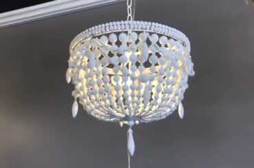 French Country white wood Bead Chandelier dining room bedroom princess Decorative chandelier 3/5