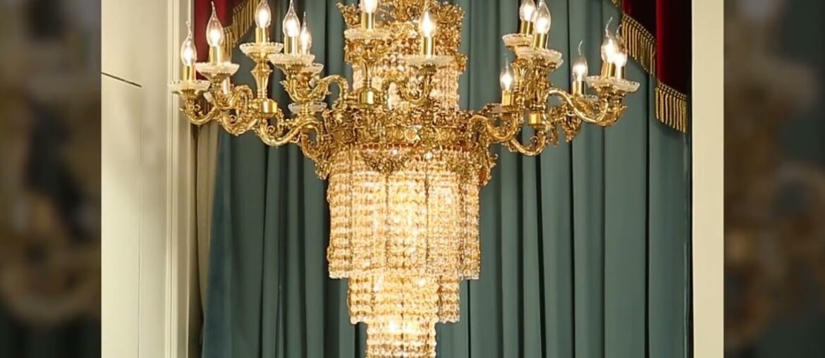 Royal French Style Copper Crystal Chandelier With 10 Lights W34"