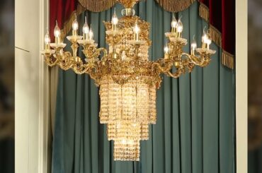 Royal French Style Copper Crystal Chandelier With 10 Lights W34"