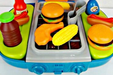 Grilling with Superheroes Using Barbecue BBQ Playset