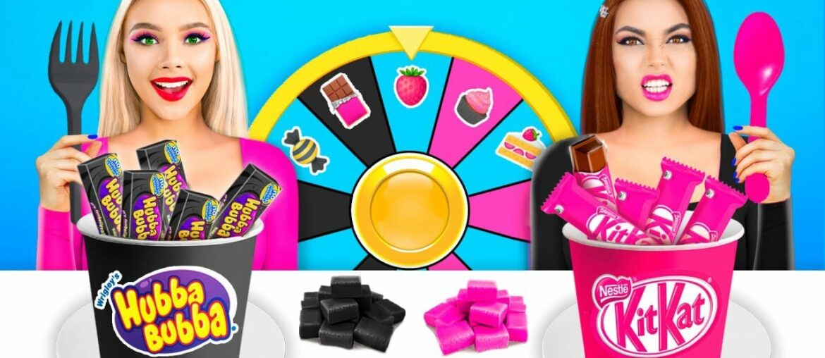 Pink Food VS Black Food Challenge | Eating Only Same Color Food Battle by RATATA BOOM Pink Food VS Black Food Challenge | Eating Only Same Color Food Battle by RATATA BOOM