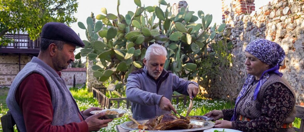 Cooking Goat Laba in a Friend's Yard in Turkey Village Cooking Goat Laba in a Friend's Yard in Turkey Village