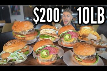 UNDEFEATED GOURMET BURGER CHALLENGE (10LB) | Cheeseburgers, Fried Chicken, Spicy Wings | Man Vs Food