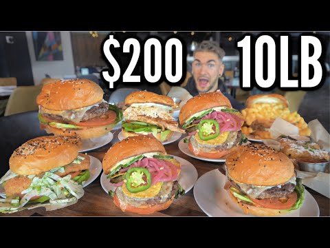 UNDEFEATED GOURMET BURGER CHALLENGE (10LB) | Cheeseburgers, Fried Chicken, Spicy Wings | Man Vs Food UNDEFEATED GOURMET BURGER CHALLENGE (10LB) | Cheeseburgers, Fried Chicken, Spicy Wings | Man Vs Food