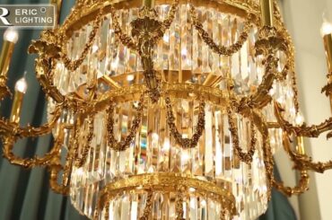 Classic French Style Copper Crystal Chandelier With 12 Lights W40"