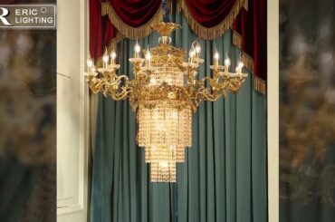 Royal French Style Copper Crystal Chandelier With 10 Lights W34"