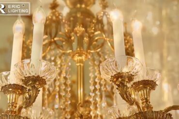 French Retro Style Crystal Copper Chandelier With 32 Lights W51"