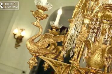 Retro Style French Copper Crystal Chandelier With 6 Lights W 32"