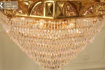 Retro French Style Copper Crystal Chandelier With 40 Lights W63"
