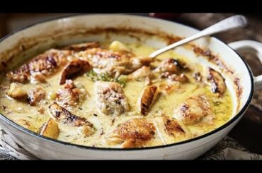 French Chicken Casserole with Apples and Apple Cider | Delicious Creamy Chicken Recipe