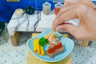 How to Cook Miniature Beef steak and French fries Recipes / Sheet Pan Steak and Fries / Mini Food