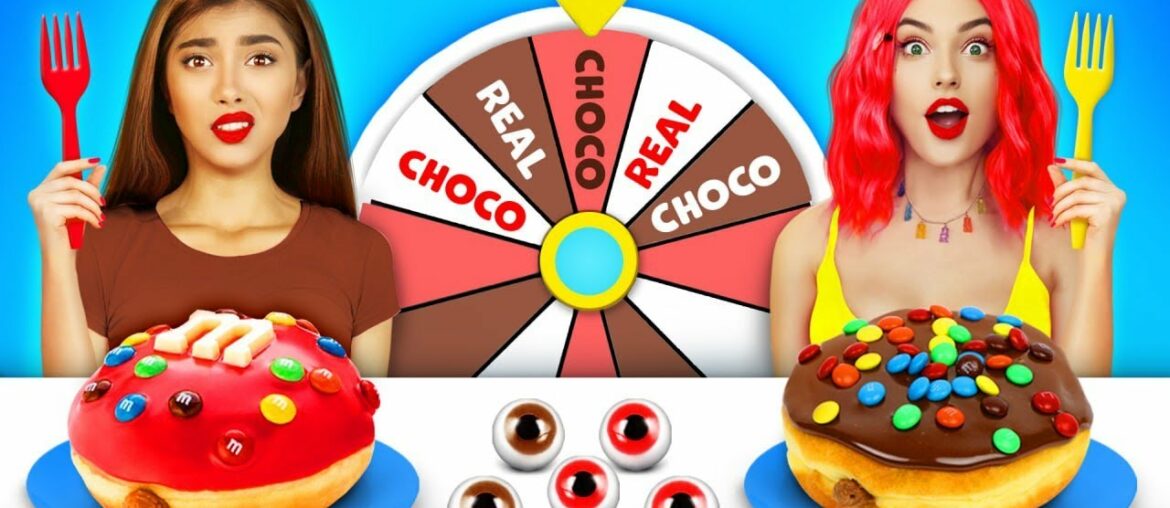 Real Food VS Chocolate Food Challenge | Yummy Chocolate Battle for 24 HRS by RATATA CHALLENGE