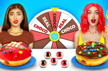 Real Food VS Chocolate Food Challenge | Yummy Chocolate Battle for 24 HRS by RATATA CHALLENGE