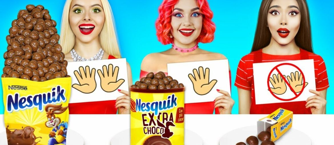 NO HANDS VS ONE HAND VS TWO HANDS CHALLENGE | Crazy Food Eating & Drawing Hacks by RATATA CHALLENGE