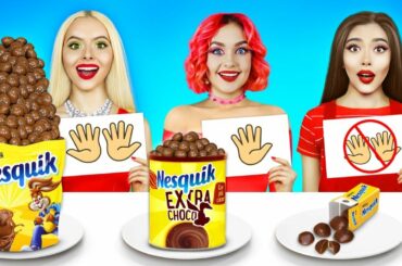 NO HANDS VS ONE HAND VS TWO HANDS CHALLENGE | Crazy Food Eating & Drawing Hacks by RATATA CHALLENGE