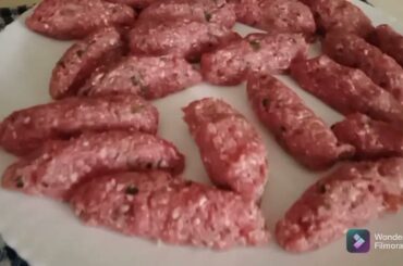 Kefta with french fries and salad Lebanese recipe