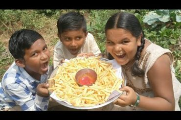 CRISPY FRENCH FRIES | French fries recipe | Homemade Potato frenchfries | Crazy village kids cooking