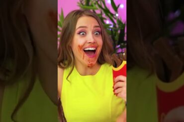 WOW! CHOCOLATE FRENCH FRIES! REAL FOOD VS CHOCOLATE FOOD CHALLENGE #Shorts