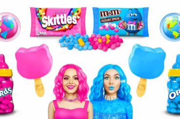 Pink Food VS Blue Food Challenge | Eating Only One Color Food for 24 HRS by RATATA CHALLENGE