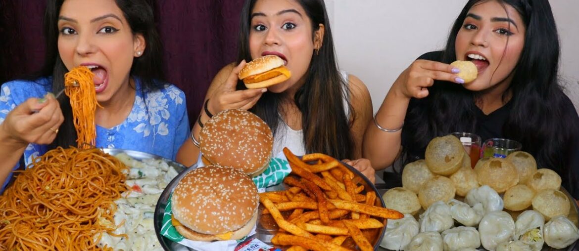 Momos, Golgappa, Noodles, Pasta, Burger and French Fries Eating Challenge | Food Challenge