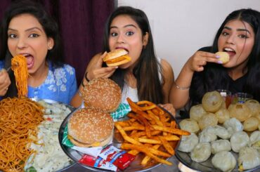 Momos, Golgappa, Noodles, Pasta, Burger and French Fries Eating Challenge | Food Challenge