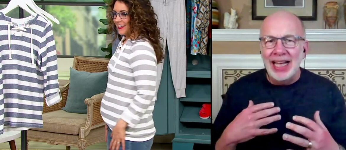 Denim & Co. Striped Textured French Terry Lace Front Top on QVC Denim & Co. Striped Textured French Terry Lace Front Top on QVC