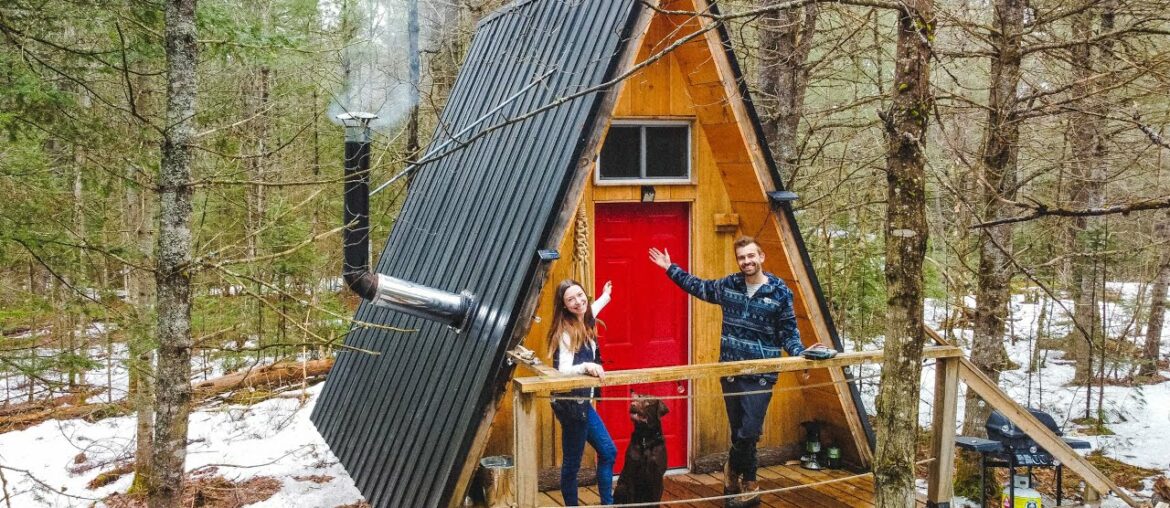 Overnight At Tiny Off-Grid Cabin In The Woods | Gourmet Grilled Cheese