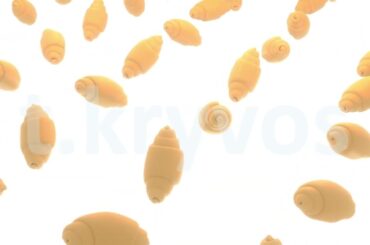 3d render French croissants on white background animation