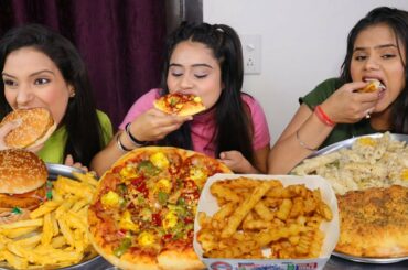 Pizza, Burger, Garlic Bread, French Fries, Cheesy Fries and Pasta Eating Challenge | Food Challenge