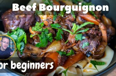 How to make Beef Bourguignon inspired by Julia Child. Simplified version for beginners in Dutch Oven