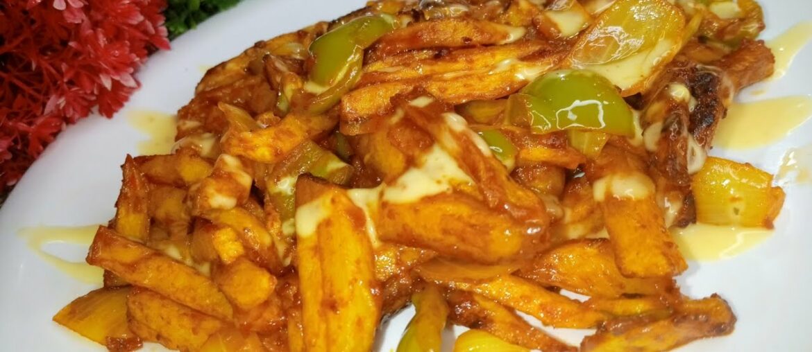 Crispy Masala Fries With Red Sauce And Vegetables | French Fries Recipe | Recipe By Yummyistic