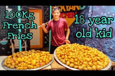 18 Year Old Making 100kg Potatoes French Fries | Crispy French Fries Recipe