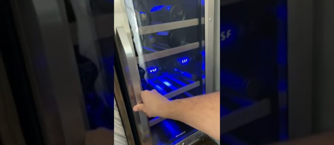 Karcassin 24 Inch Wine and Beverage Refrigerator, 2 in 1 Wine Fridge Dual Zone Stainless French Door