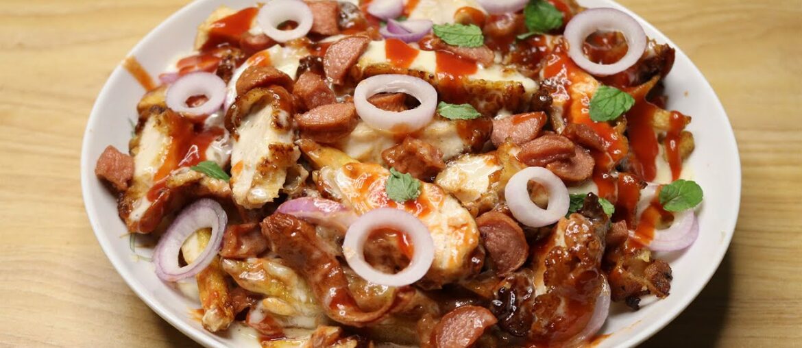 Chicken Loaded Fries with Cheese Sauce Recipe | crispy Delicious| Crispy French Fries & Cheese Sauce