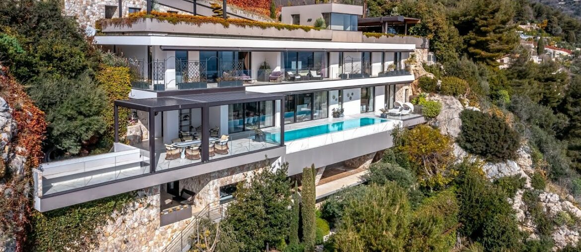 Inside a Panoramic Modern Mansion on the French Riviera Overlooking Monaco