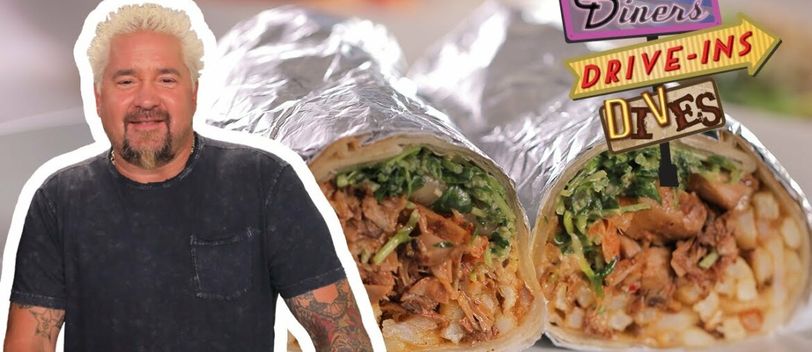 Guy Fieri Eats a California Jackfruit Burrito | Diners, Drive-Ins and Dives | Food Network