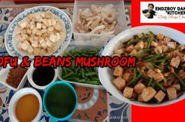 Tofu French beans and mushrooms stir fry