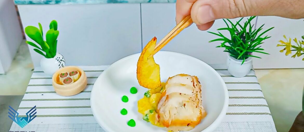 Easy Miniature Pan-fried Chicken Breast Served With Mashed Pumpkin And French Fries Recipe / ASMR Easy Miniature Pan-fried Chicken Breast Served With Mashed Pumpkin And French Fries Recipe / ASMR