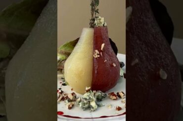 Pan Sauces that Pop! Plating the Poached Pear Appetizer with a red wine reduction