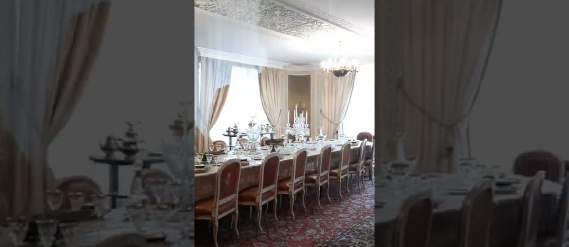 Dining room with special design and dishes of French and Czech elements in Niavaran Palace