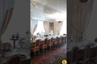 Dining room with special design and dishes of French and Czech elements in Niavaran Palace