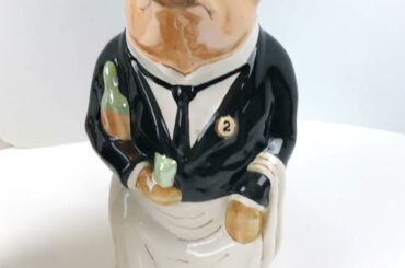 Antique French Hand Painted Ceramic Barbotine Pig Pitchers