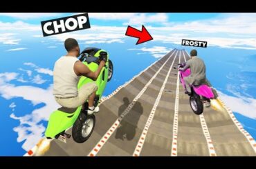 MEGA RAMP CHALLENGE PRO VS NOOB FROSTY VS CHOP IN GTA 5 RACE