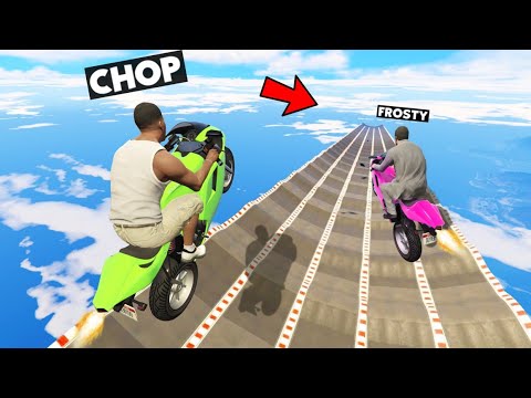 MEGA RAMP CHALLENGE PRO VS NOOB FROSTY VS CHOP IN GTA 5 RACE MEGA RAMP CHALLENGE PRO VS NOOB FROSTY VS CHOP IN GTA 5 RACE