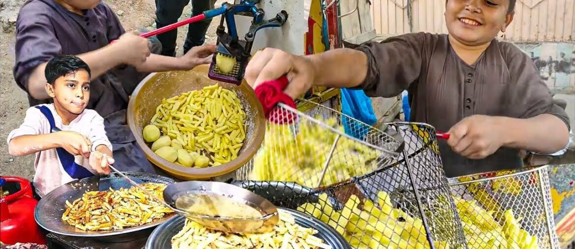 7 Years Old Kid Making Crispy French Fries | Perfect French Fries Recipe | Hardworking Afghani Kid