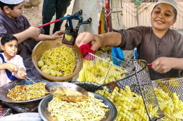 7 Years Old Kid Making Crispy French Fries | Perfect French Fries Recipe | Hardworking Afghani Kid